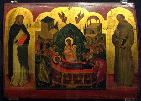 800px-Dormition_of_Mary_with_Francis_and_Dominic_(School_of_Andreas_Ritzos,_15_c.)